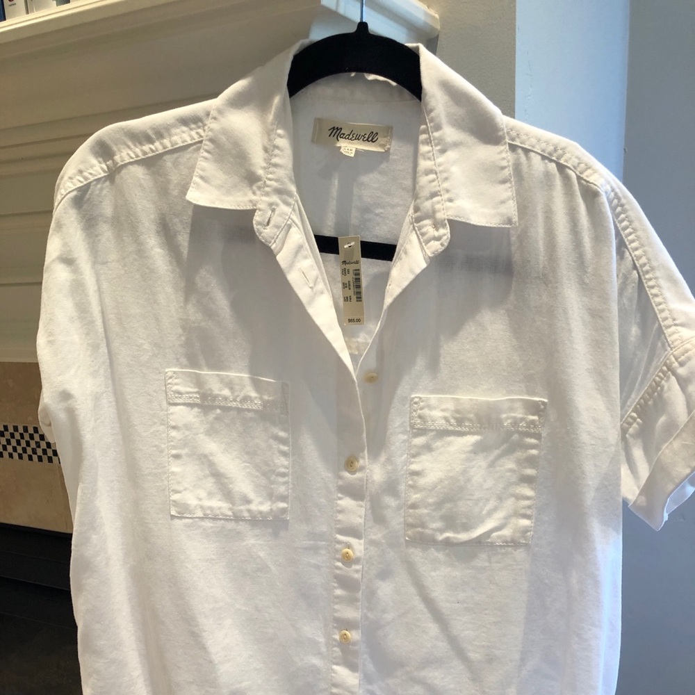 New! Madewell white cotton button down